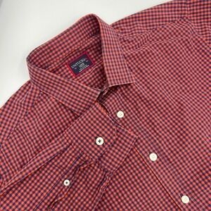 UNTUCKit‎ Men's Large Slim Fit Button Up Gingham Check Orange and Blue Shirt